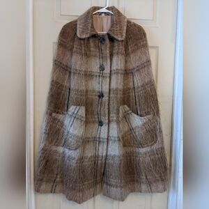 RARE VINTAGE Lt Brown Mohair/Wool Cape made in Scotland by Andrew Stewart 16 XL